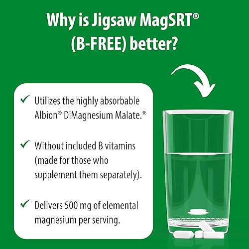 Miniatura 5 de Jigsaw Health MagSRT suplemento de magnesio de liberación lenta con vitamina B activa 60 comprimidos