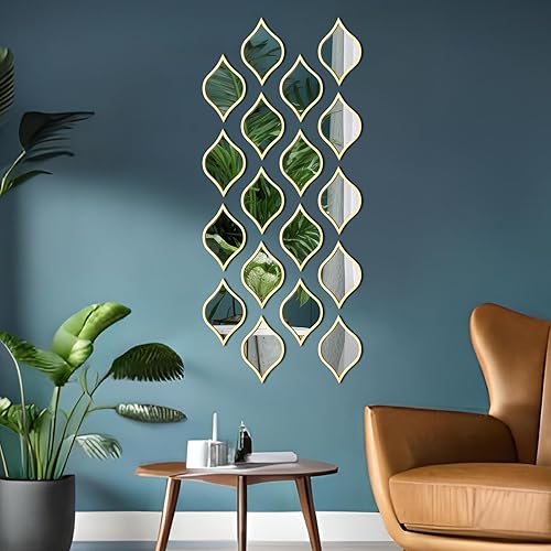 18 espejos de lágrima para decoración de pared, espejos de lágrima colgantes para colgar en la pared, espejo de pared arte de pared, espejos