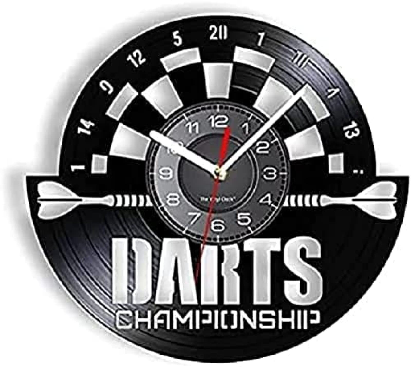 Horloge murale fléchettes en vinyle de 12 pouces pour décoration de salle de jeux