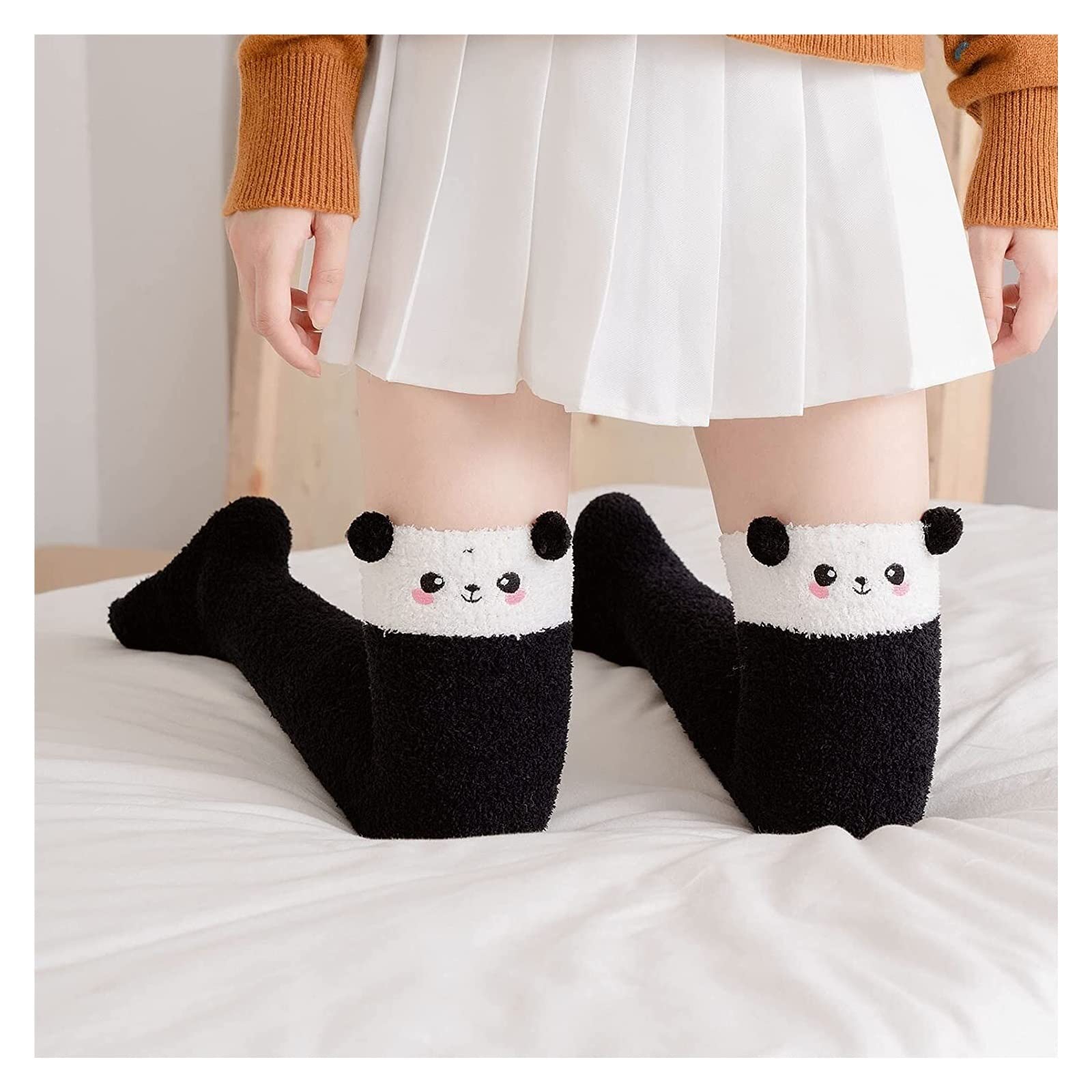 Calcetines Cómodos Calcetines Peludos Hasta El Muslo Para Mujer Medias Bonitas Por Encima De La Rodilla Altos Dibujos Animados Suaves Reforzada