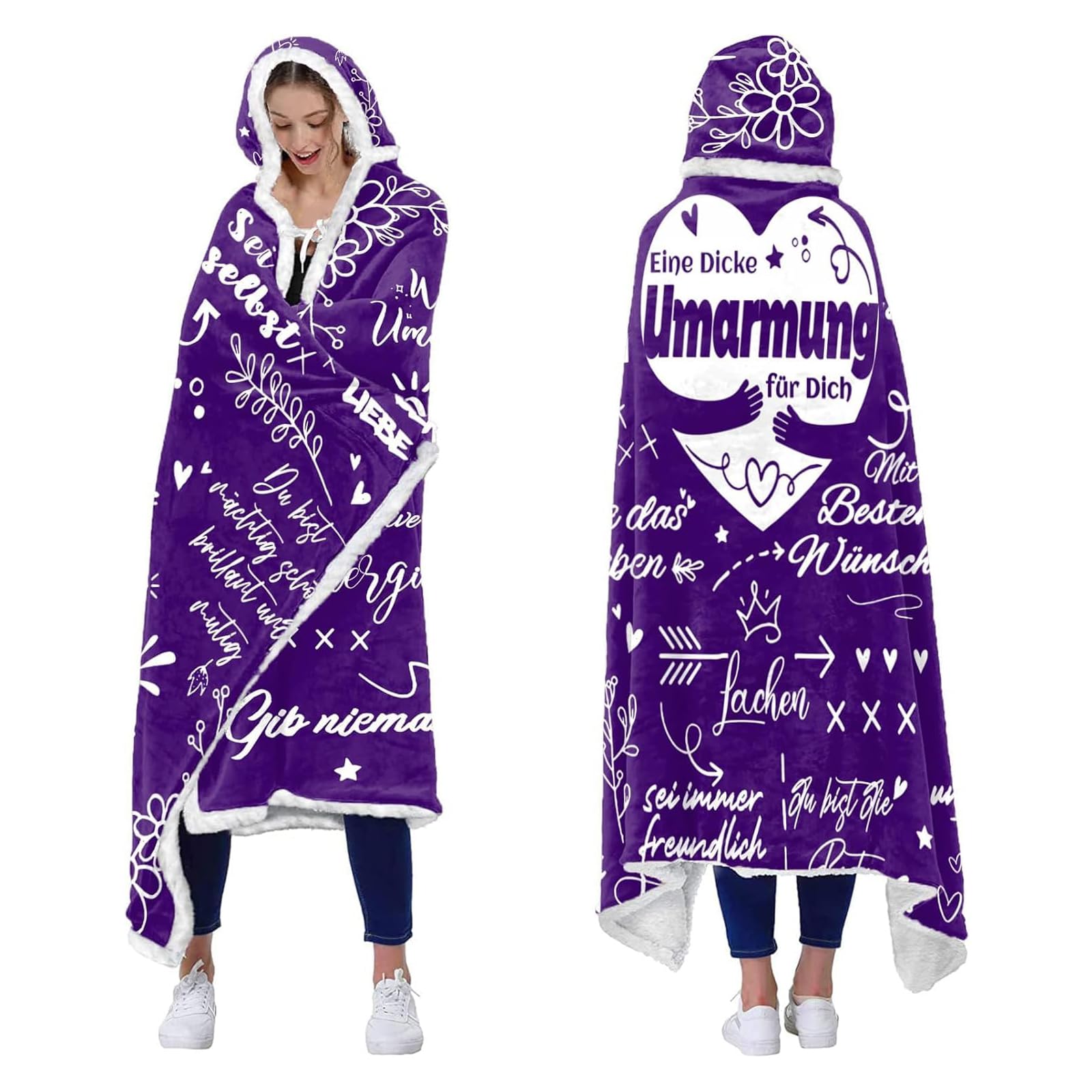 ZQYMM UmarmungDecke 150x200 Cm – Kuschelige Decke Mit Aufmunterndem Spruch, Geschenk Für Freundin, Frau, Schwester, Mutter