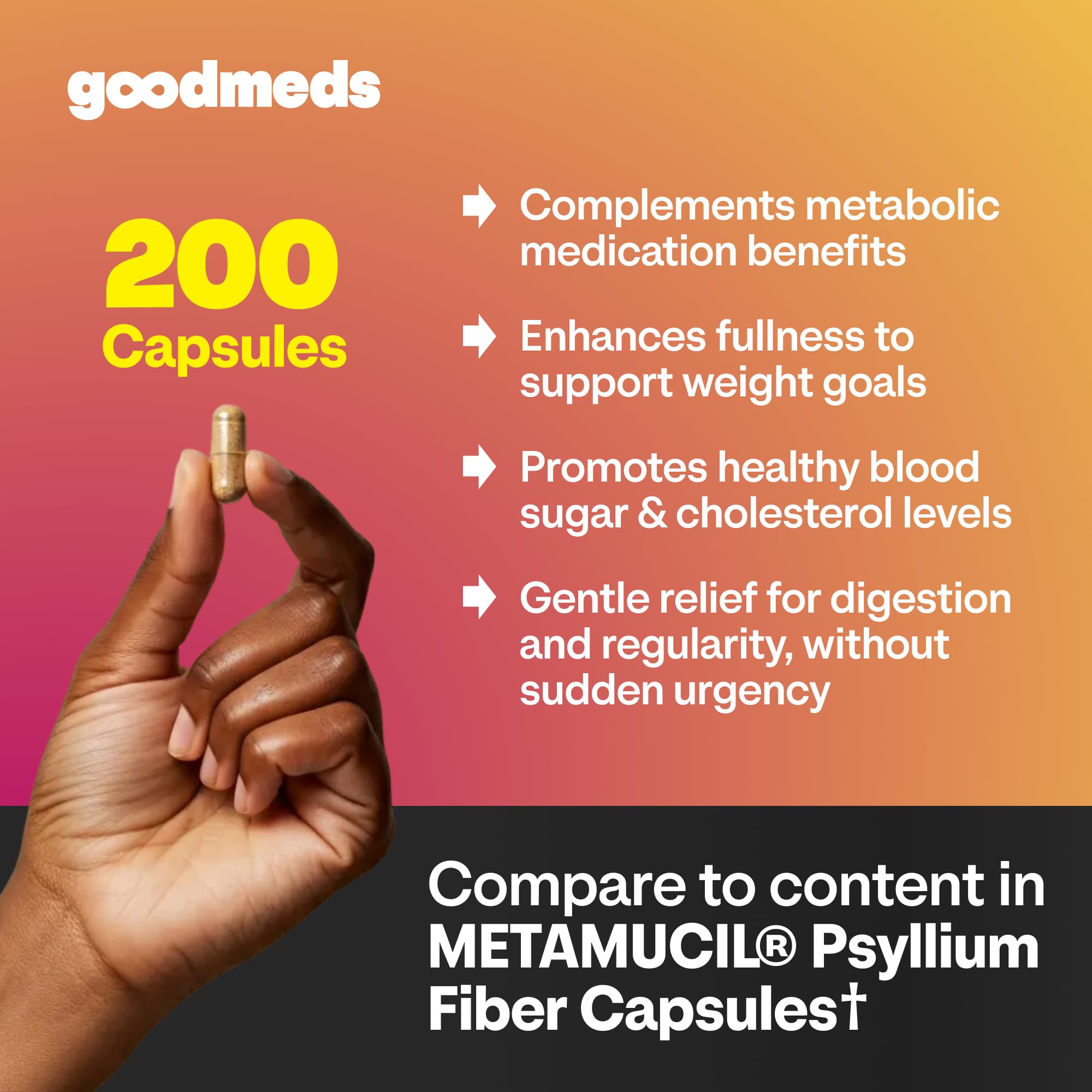 Psyllium Husk Fiber Supplement 520mg Capsules (200 Count) — Amazon image 2