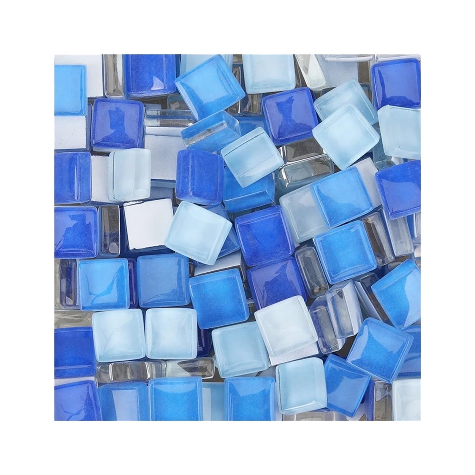 Vaeltor Blue Mix 300G Glass Mosaic Tiles 1Cm Square Colorful Craft For Kids Diy Art Supplies