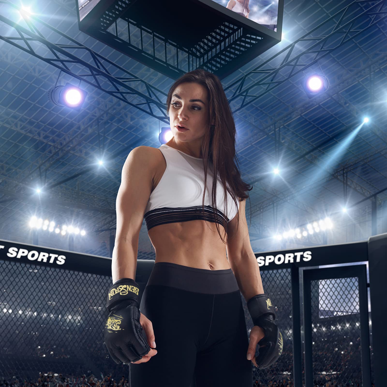 Senston Guantes MMA Grappling Sparring, Boxeo Entrenamiento Artes Marciales Taekwondo Karate Muay Thai