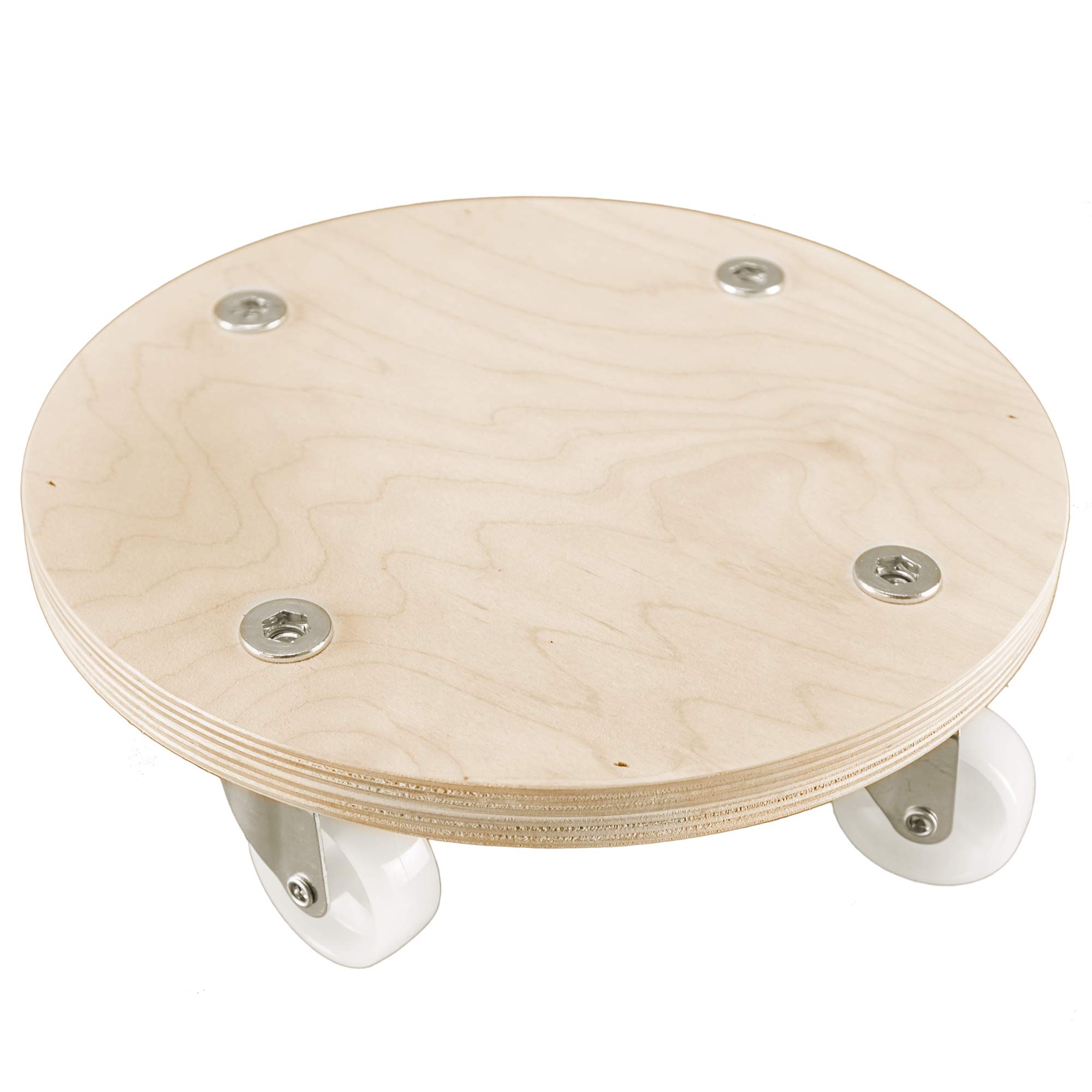 Cemab NEW (3 pezzi diametro 27cm) Carrello porta vaso ecologico, tondo in legno con 4 ruote- per piante e vasi - Portata fino a 140 kg.