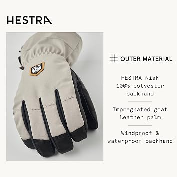 Hestra Unisex CZone Mountain 5-Finger Glove, Waterproof, Windproof Leather Alpine Ski Glove for Men & Women