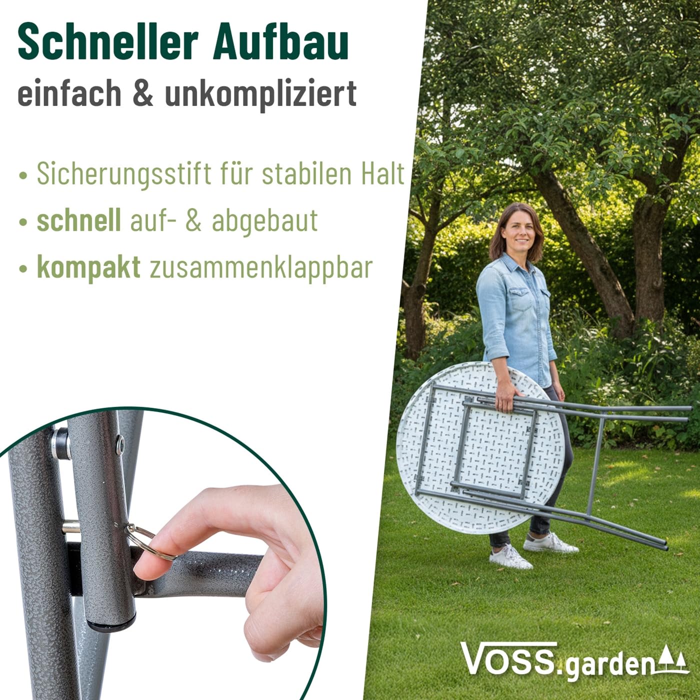 VOSS.garden 2X Stehtische Ø80cm/ 105cm, Hochtisch klappbar, Kunststoff & Stahlgestell