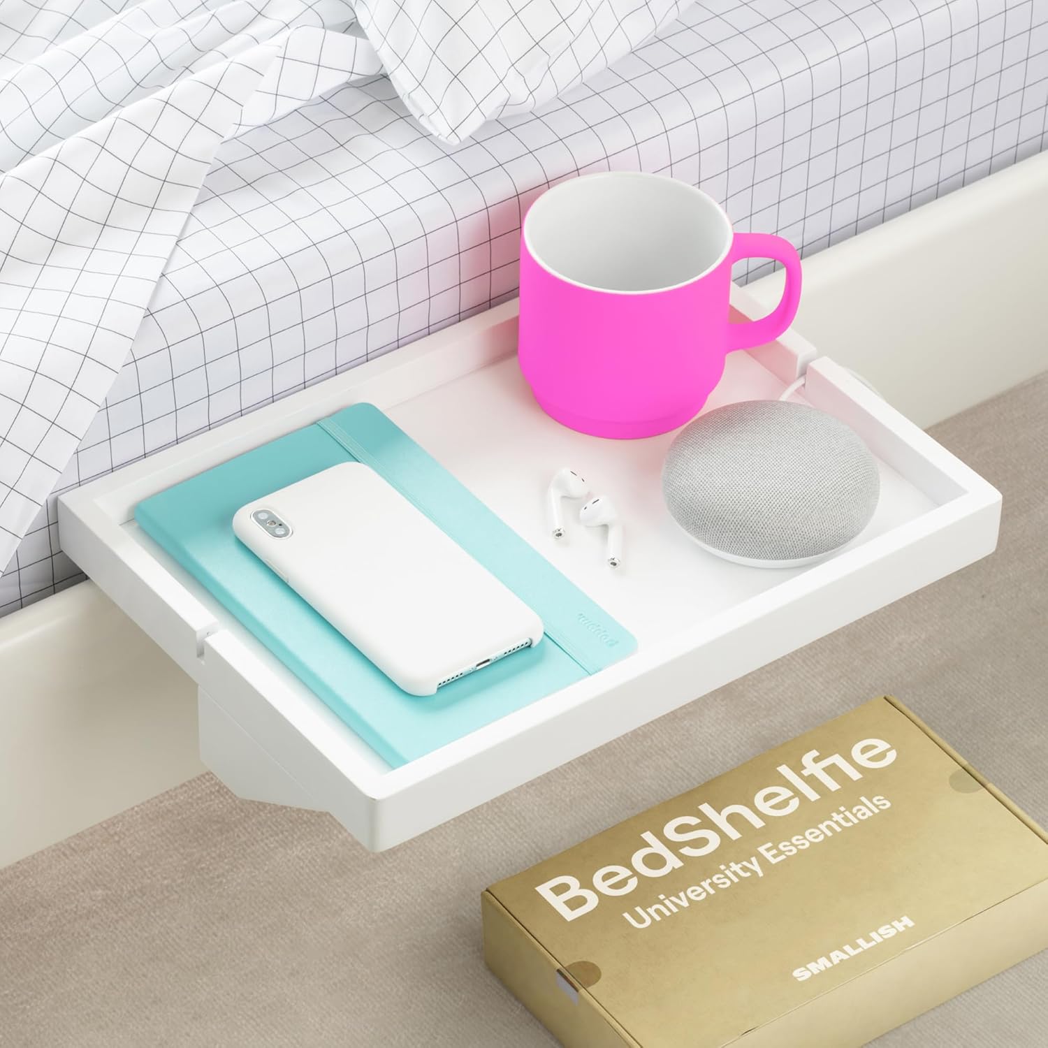 BedShelfie Bedside Shelf for Bunk Bed & Top Bunk, College Dorm Room