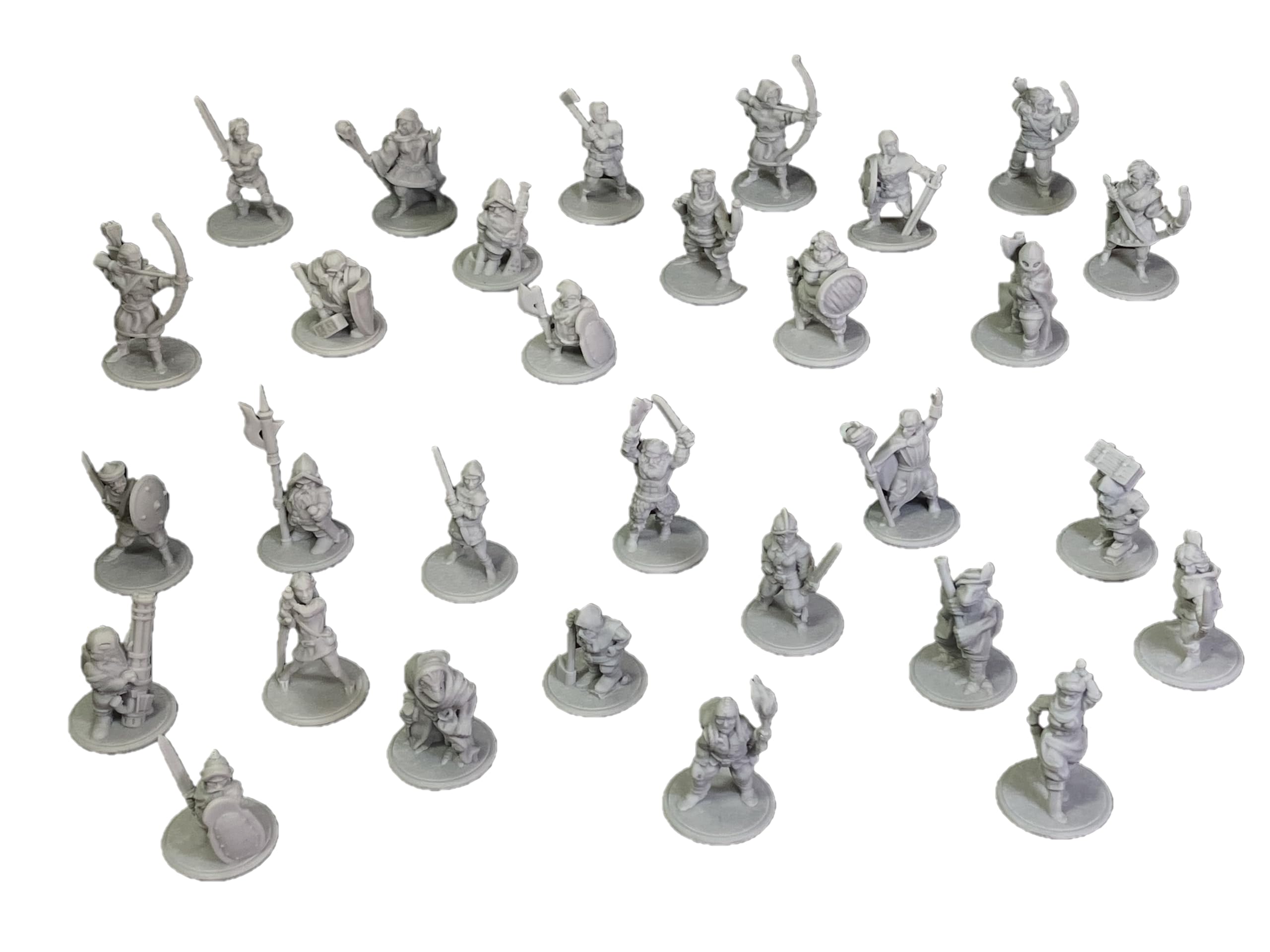 Set of 30 Unique Elves, Dwarves and Bandits Miniture Figurines