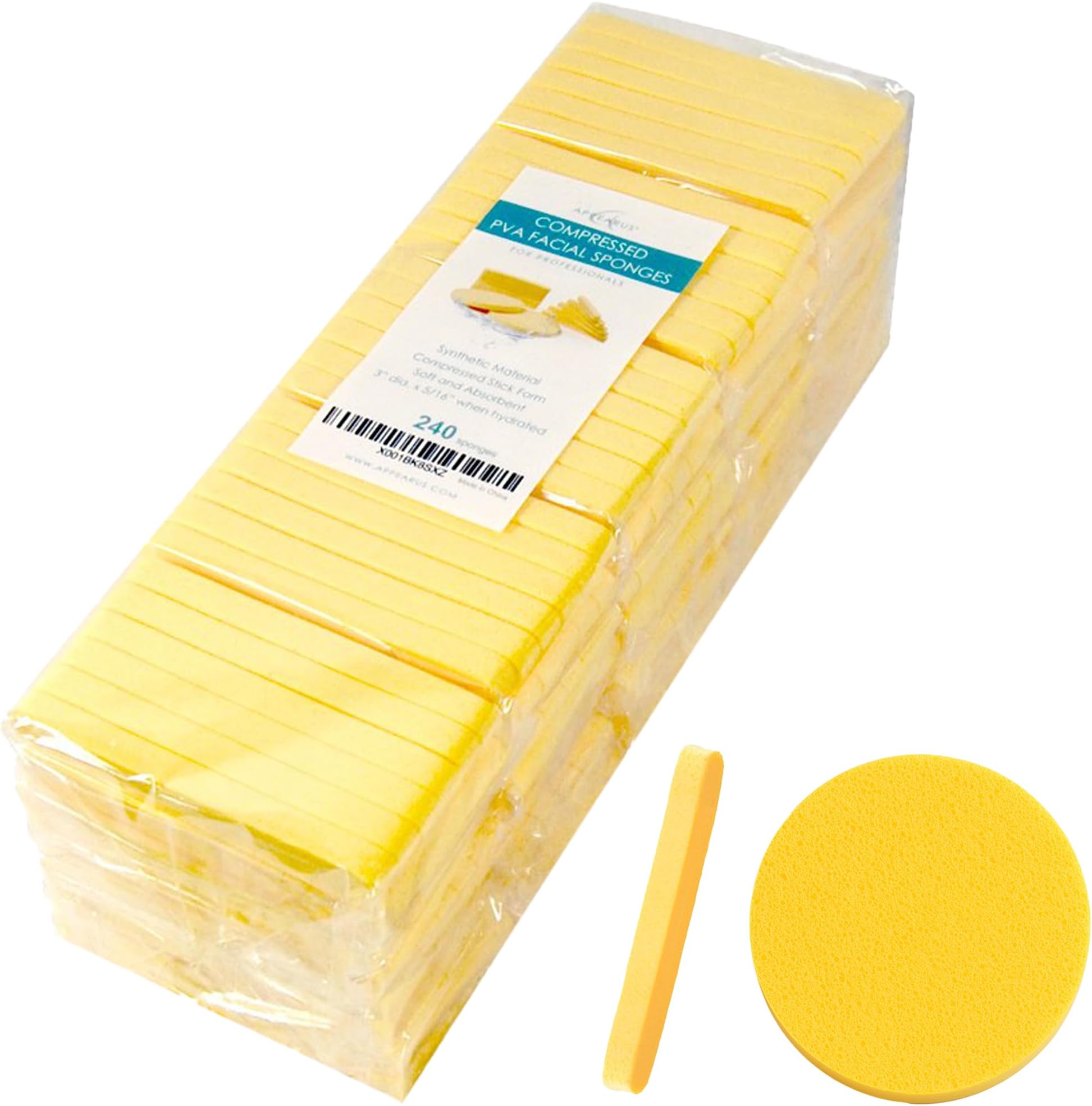 APPEARUS Compressed Facial Sponges - 240 Count Professional PVA Rounds for Estheticians, Gentle Makeup Removal and Spa Skin Cleansing - Salon Bulk Supplies