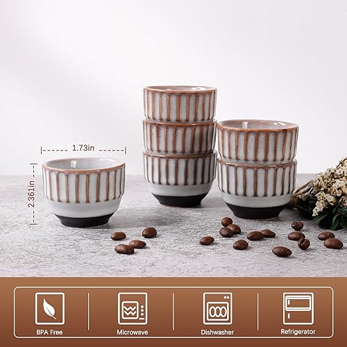 Vista 60 de Juego de tazas de café de cerámica, tazas de café One Shot, tazas de café pequeñas de doble pared Demitasse para expreso, juego de tazas de café