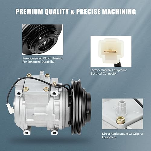 Miniatura 6 de Compresor de A/C con embrague apto para Geo para Prizm 1.6L 1989-1992 para Toyota para Corolla 1.6L 1989-1997 Reemplazar AC Compresor CO 11099C