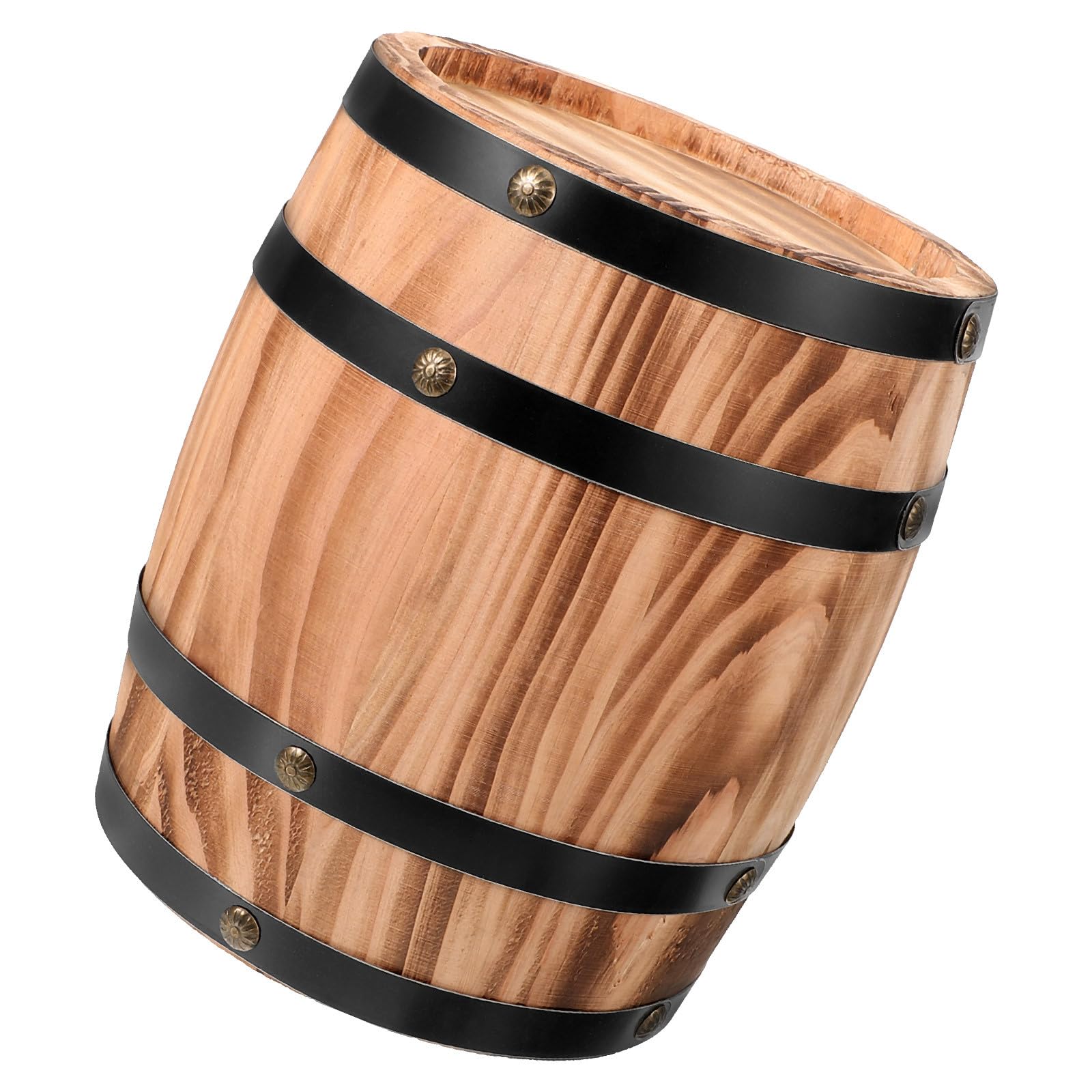 OSALADI Adorno Decorativo Barril de Vino de Madera Artesanal Vintage, Accesorio Fotográfico para Hogar y Jardín Diseño Retro y Acabado Café