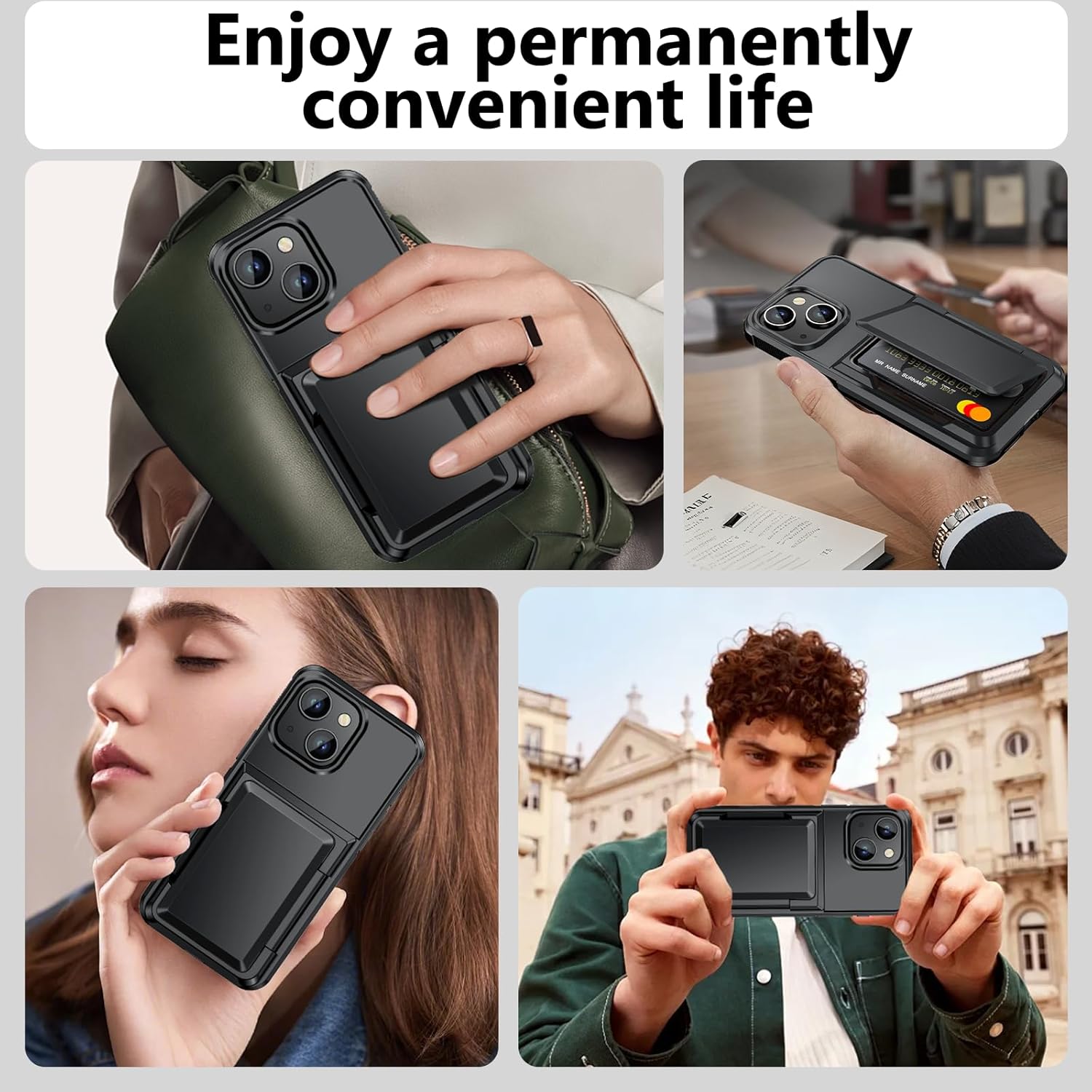 Vofolen for iPhone 14 Case Wallet with Card Holder [Max 5 Cards] Dual Layer Heavy Duty Shockproof Drop Protective Hidden Flip ID Slot Slim Cover for iPhone 14 Phone Case for Men Women, 6.1 Inch Black - Image 7