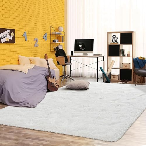 Vista 103 de Pacapet Alfombras esponjosas, alfombras peludas de felpa beige para sala de estar, dormitorio, alfombra mullida para habitación de los niños