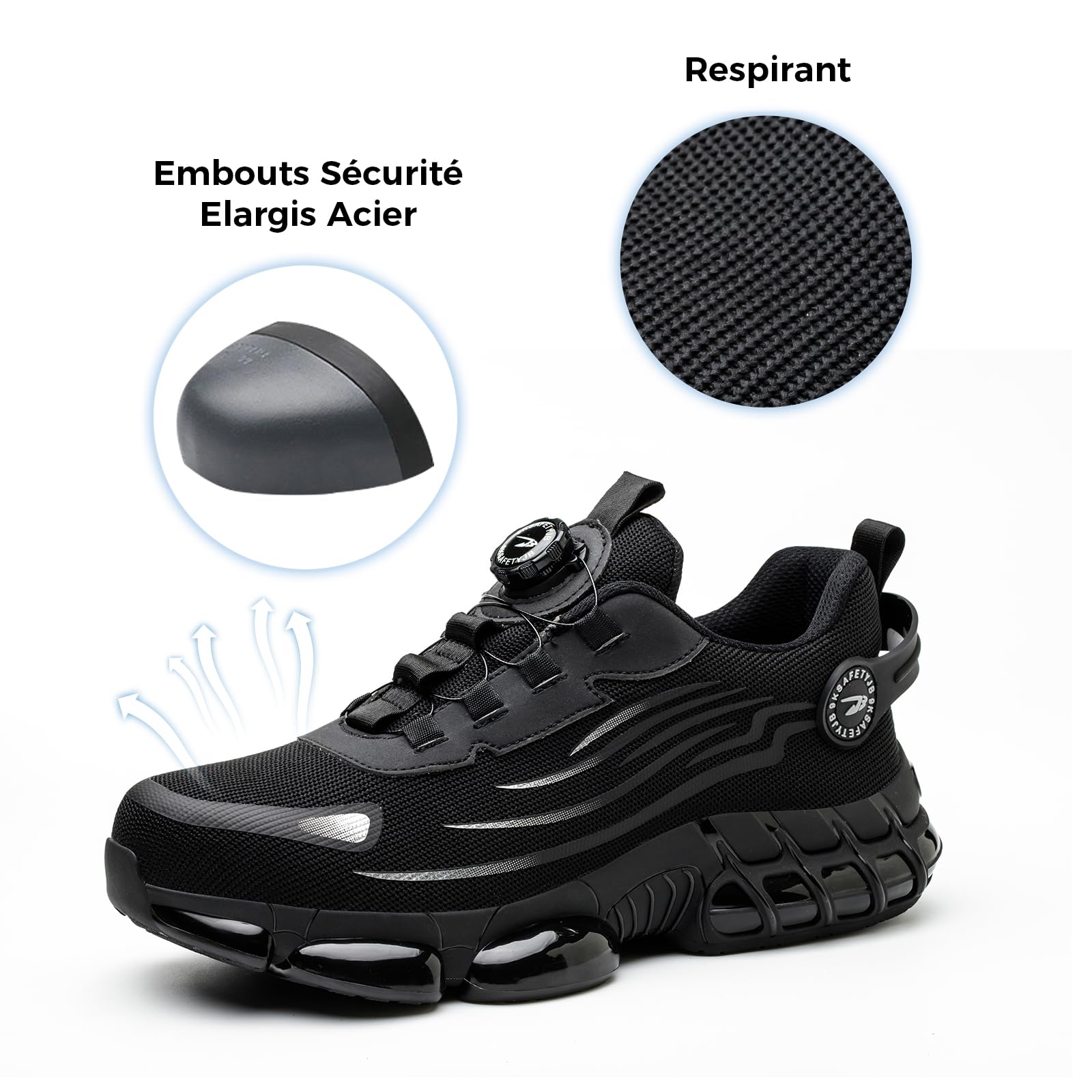 Chaussures de Sécurité Hommes Femmes Basket Respirante Antidérapante Légère Travail avec Embout en Acier 36-46 EU