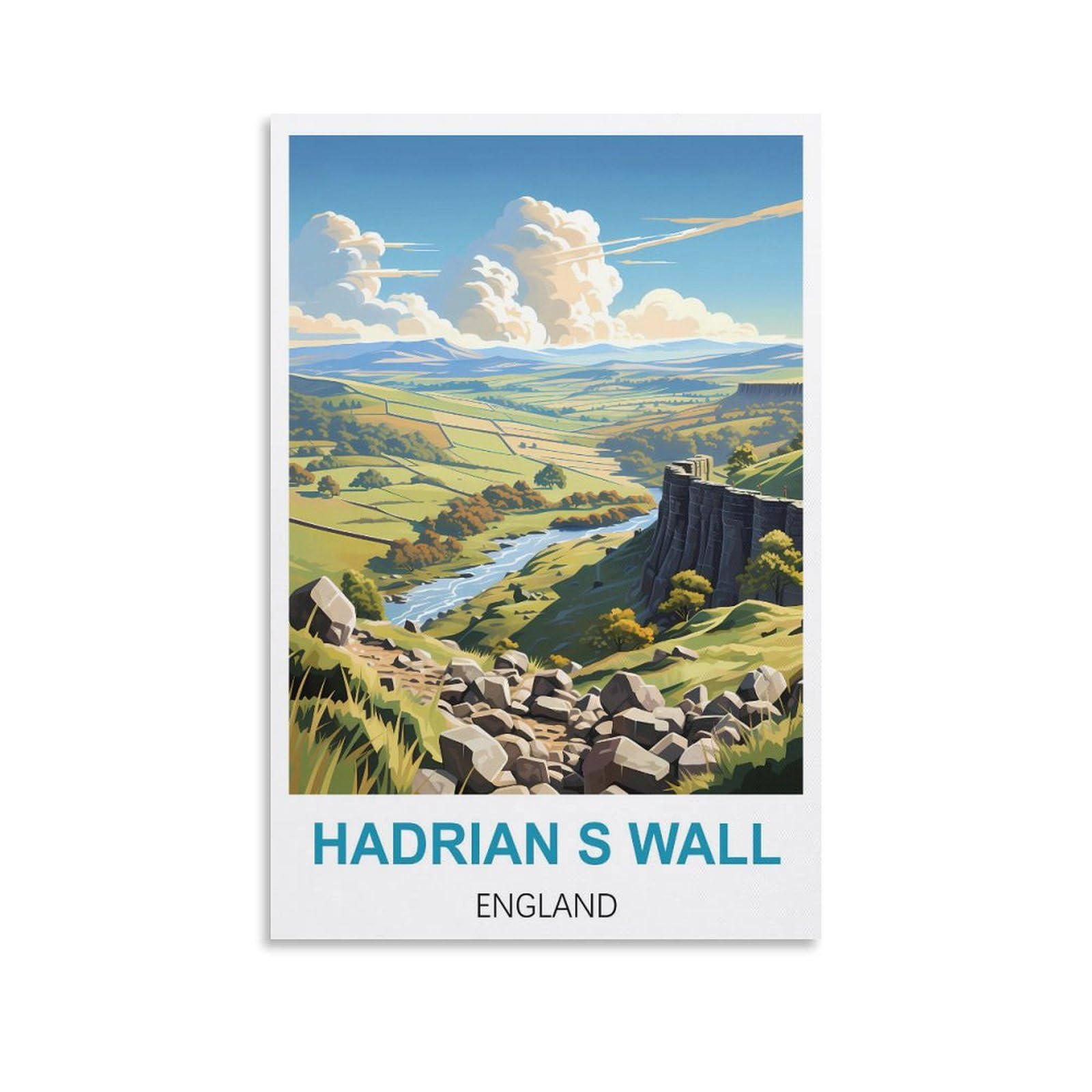 Xllyxygjq Unframe-Style Hadrian's Wall England Vintage Travel Poster 08X12inch(20X30cm) Canvas Wall Art Poster Print Artwork Painting Picture For Home Decoration Living Room Office Bedroom