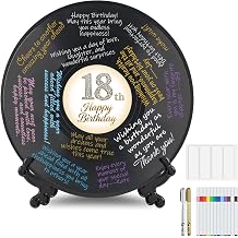 1 Pcs 18th Birthday Retro Vinyl Record Guest Book for Party, Sign-in Board | with 14 Pens & 1 Decorative Stickers, Birthday Guest Book Decor 18th