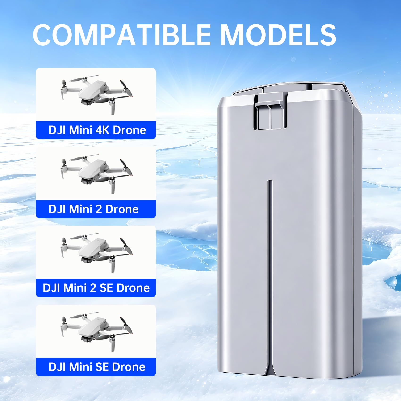 Fantayso Mini 2 Batteria 2400mAh Intelligente Batteria di Volo 2 Pacchetti, 31 Minuti Max Tempo di Volo per DJI Mini 4K Series