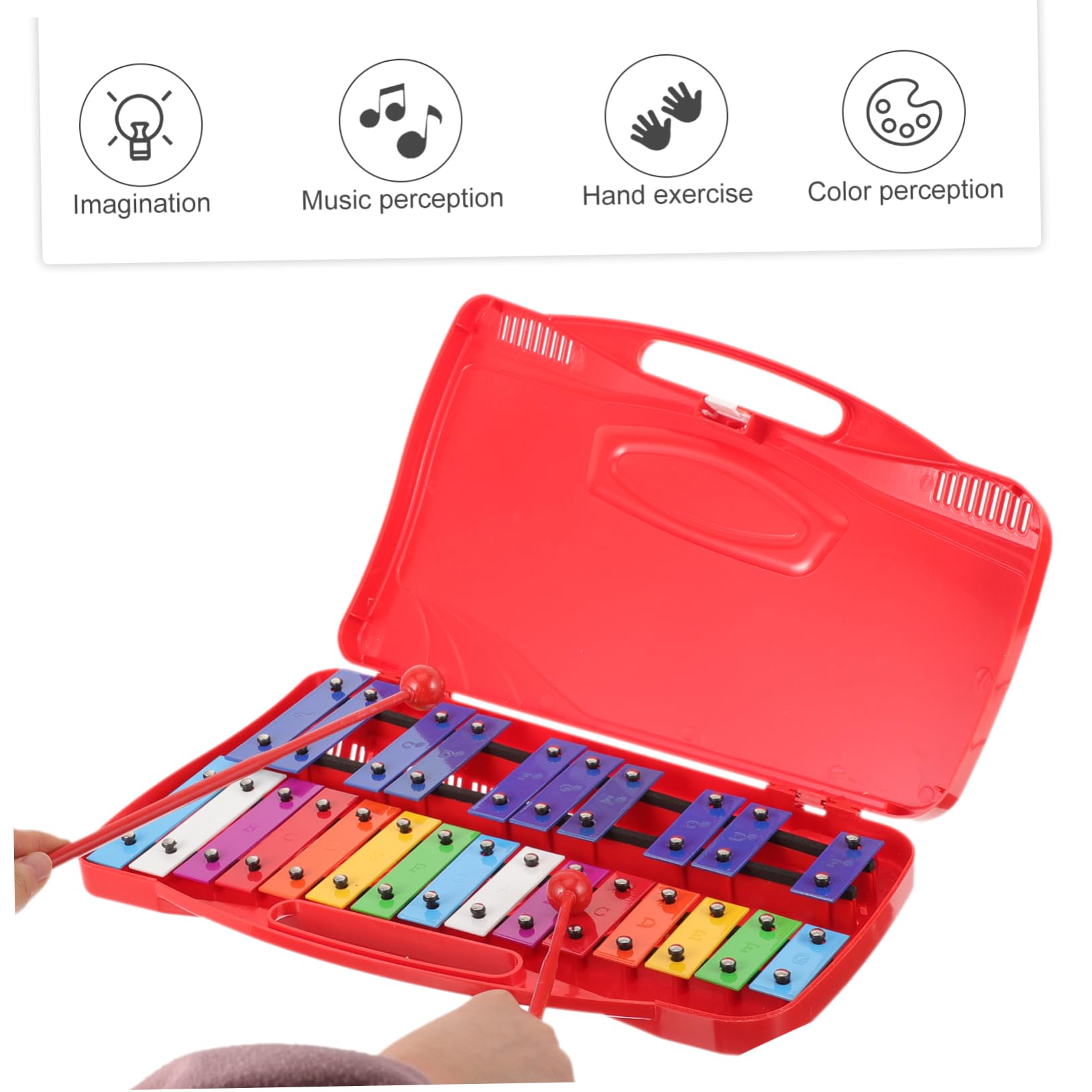 TOYANDONA Xilofono per Bambini 25 Toni, Strumento a Percussione Sicuro e Affidabile Corpo in Plastico e Ferro, per L'apprendimento Precoce e Giochi Educativi