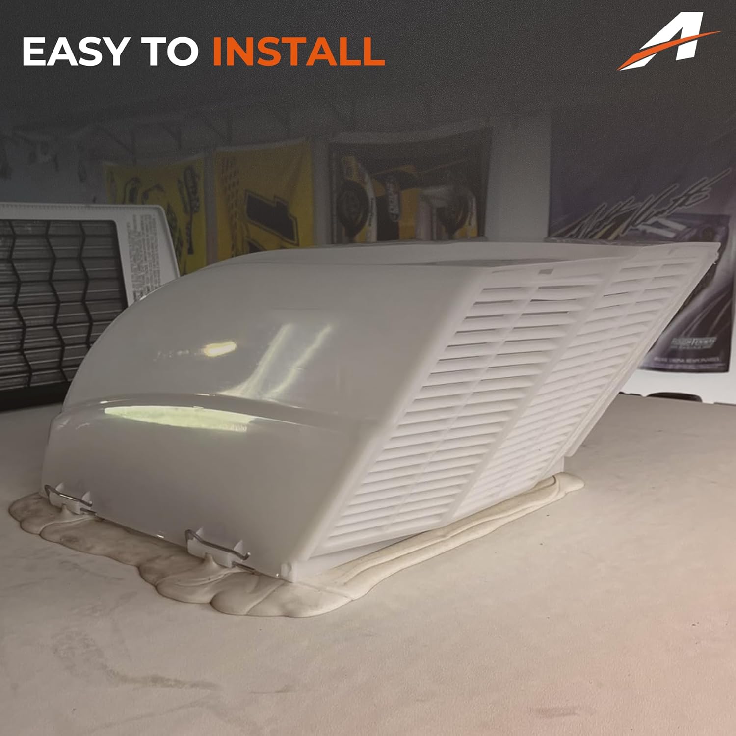 00-955001 RV Roof Vent Cover, Fan/Vent Cover with EZ Clip Hardware, Constant Airflow, Tough, Easy Installation, White