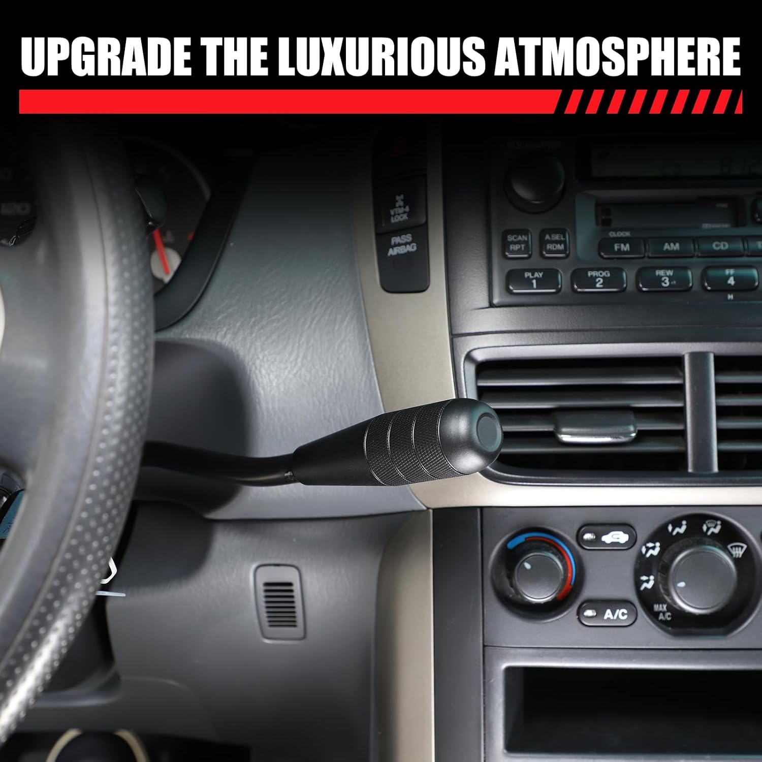 Shift Knob Replacement Compatible with Honda Pilot 2003-2008 - Textured Aluminum Gear Shift Handle with Enhanced Grip - Honda Pilot Interior Accessories (Black)