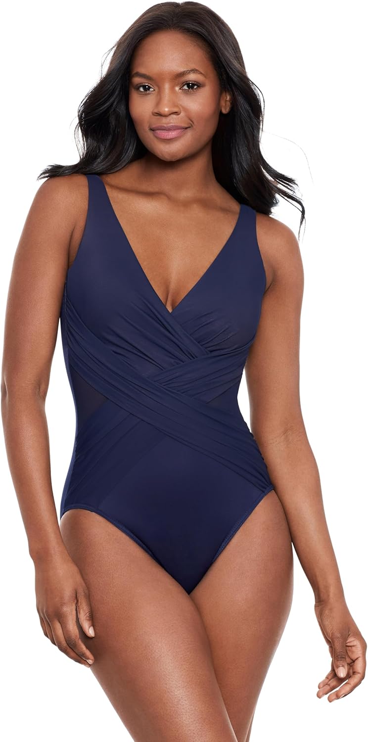 Miraclesuit Plus Size Illusionists Crossover Mesh Inset One Piece Swimsuit | Dillard's