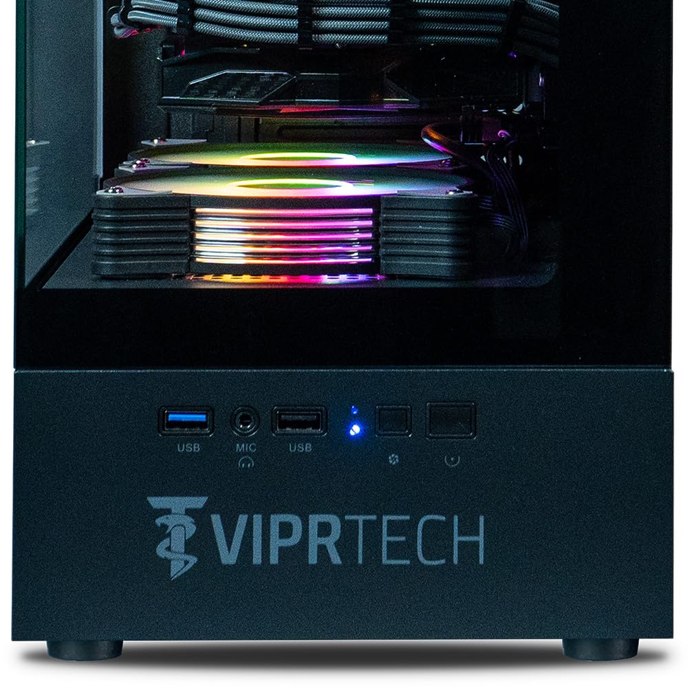 VIPRTECH Stryker 4.0 Gaming PC, Ryzen 7, RTX 5060 8GB, 16GB/1TB, Onyx Black | AMD Ryzen 7 4.4GHz Liquid Cooled, RTX 5060 8GB, 16GB DDR4 RAM, 1TB SSD, 700W PSU