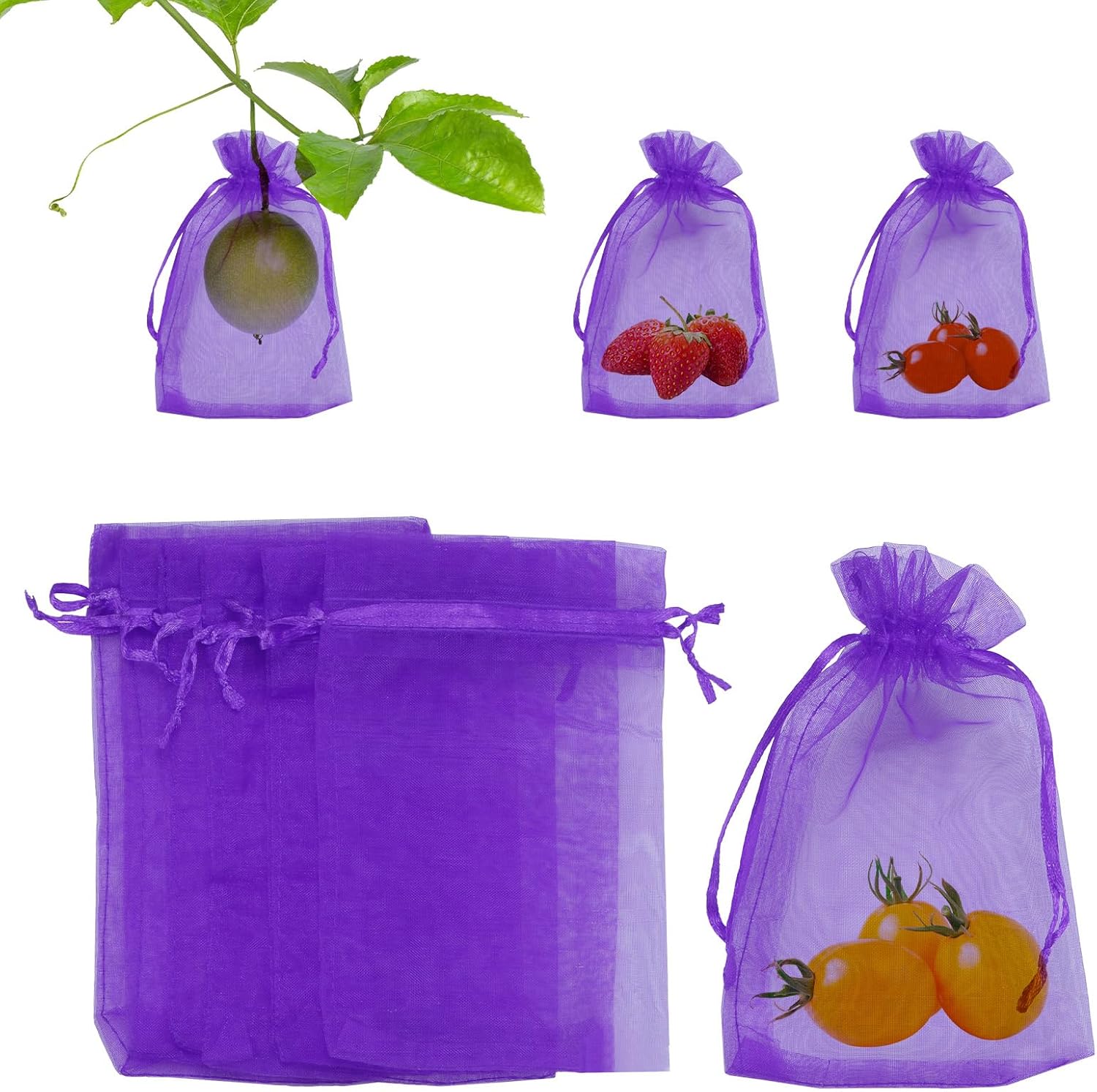 M METERXITY 200 Pcs Fruit Protection Bags - 4x6 Inch Fruit Netting Bags Fruit Cover Mesh Bag with Drawstring Netting Barrier Bags Apply to Fruit/Flower(Black)