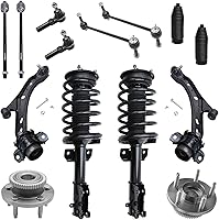 Vista 133 de Detroit Axle - Kit de suspensión de 14 piezas para Jeep Liberty 2006-2007, 2 cubos de rodamiento de ruedas, 2 brazos de control superior, 2 rótulas