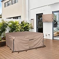 Vista 6 de ULTCOVER Funda Rectangular para Mesa de Patio de Servicio Pesado - Lona Resistente 600D Impermeable para Mesa de Comedor Exterior y Sillas Funda