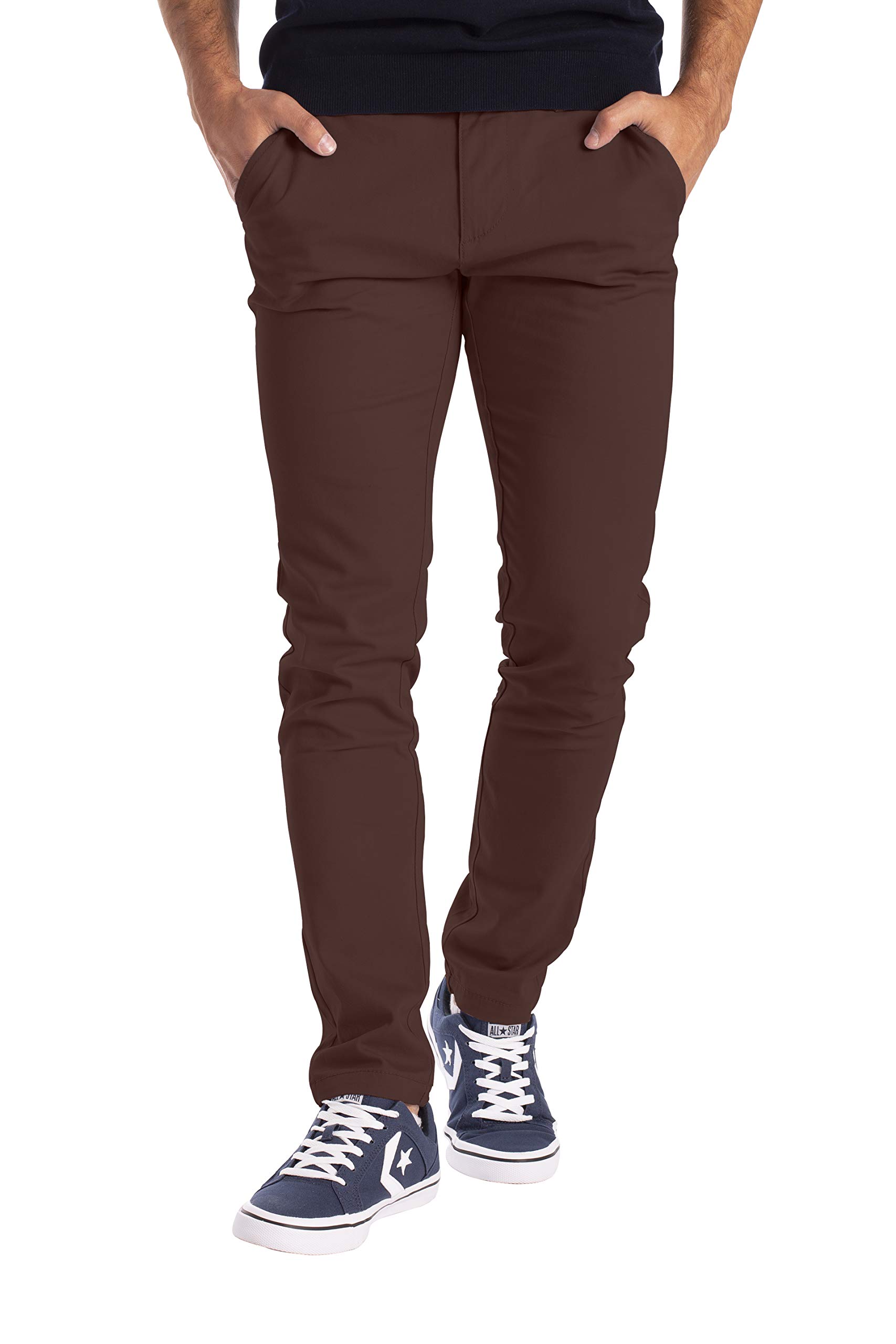 Herren Chino Hose Casual Chinohose Baumwolle Freizeithose Arbeitshose Stretch Outdoorhose Pants Trousers Essentials Herren Legere Stretch-Chinohose in sportlicher (32W / 34L, Schokoladenbraun)