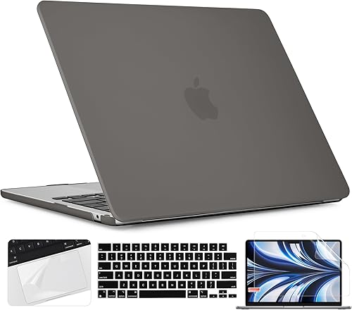 TWOLSKOO Funda para MacBook Air M3 de 13.6 pulgadas 2022 2023 2024 versión A2681 M2 A3113, cubierta rígida mate esmerilada con película de trackpad,