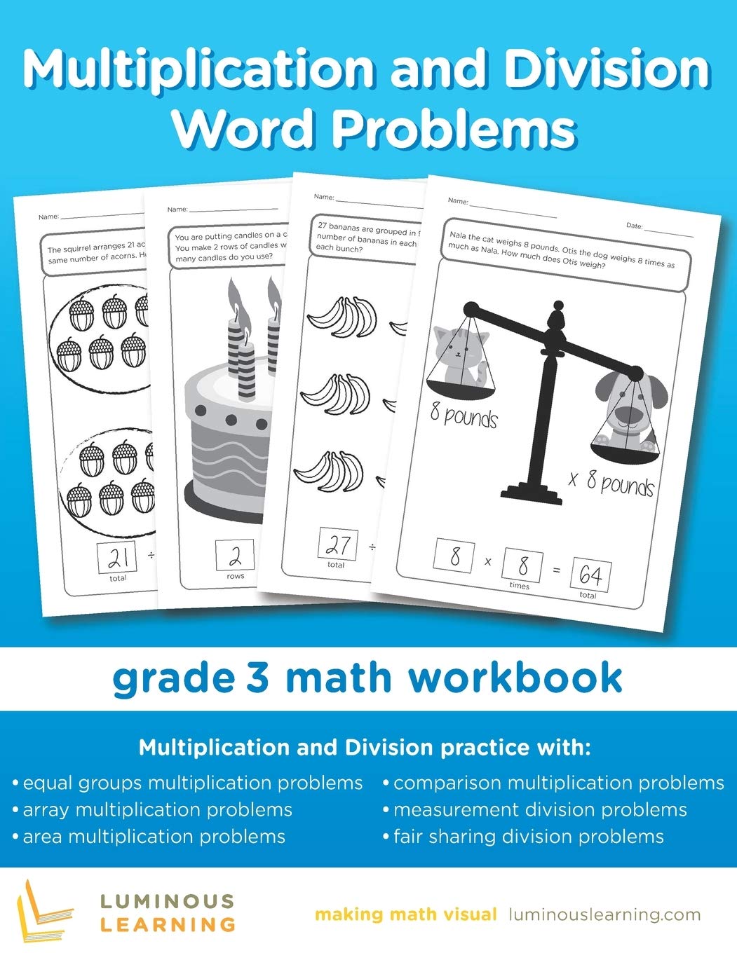 Multiplication and Division Word Problems - Grade 3 Math Workbook: Making Math Visual