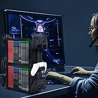 Vista 7 de TNP Games Storage Tower (Up to 15 CD Disc) For PS5 Game Disk Rack and Controller Stand Holder For Xbox Series XNintendo SwitchPS4 Controller Stand