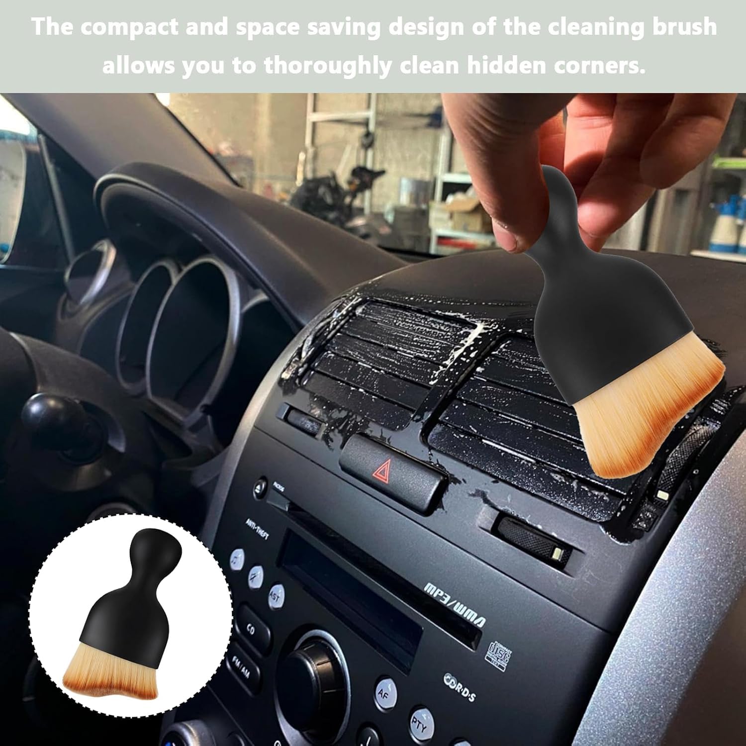 Paquete de 4 cepillos suaves para limpieza interior de coche, cepillo de belleza interior de coche, cepillo de polvo para interior de coche, adecuado para limpiar el interior o exterior