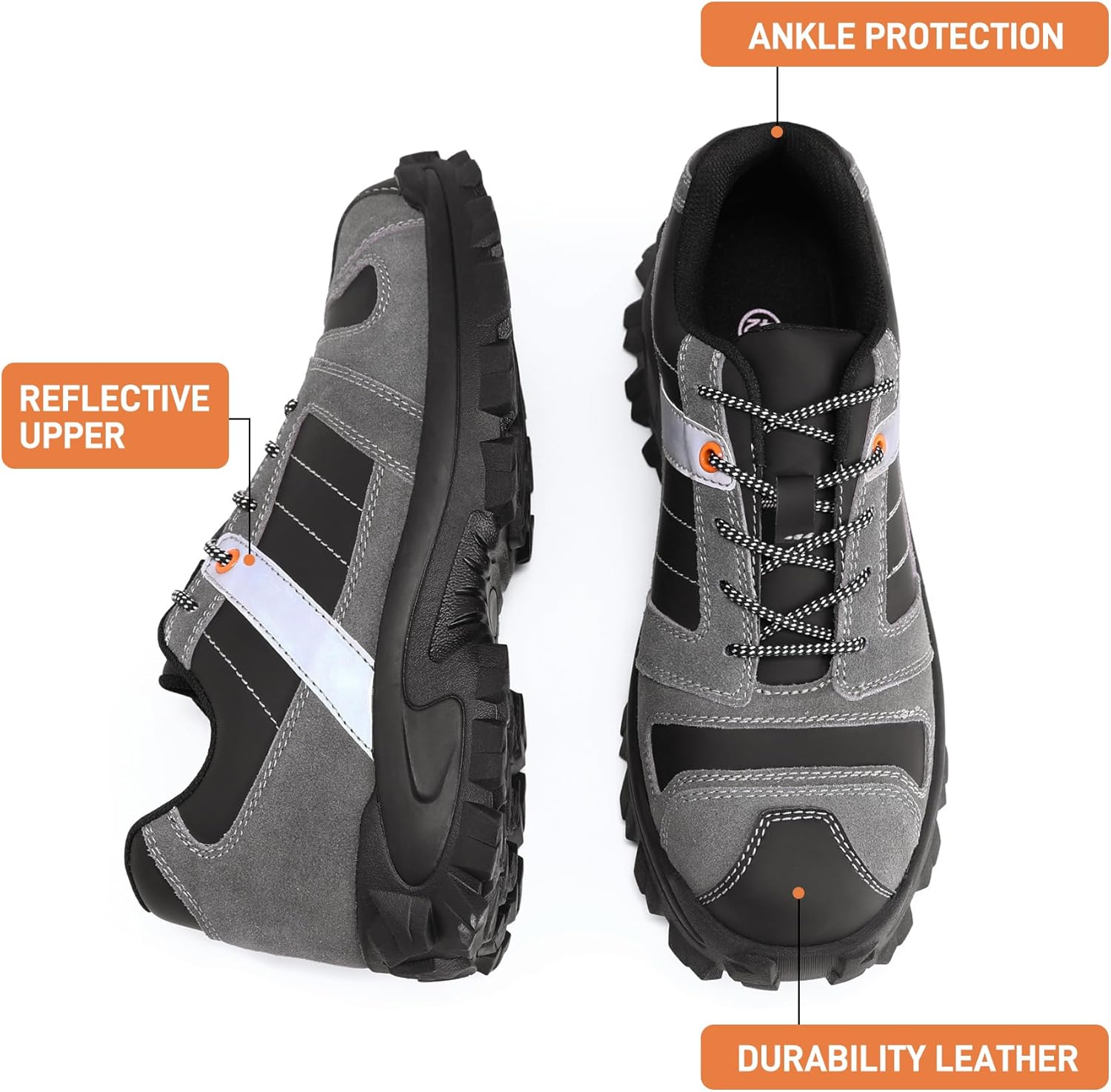 YOUTHUP Steel Toe Work Shoes for Men Slip Resistant Puncture Proof Breathable Comfortable Industrial Safety Toe Sneakers Industrial Work Footwear