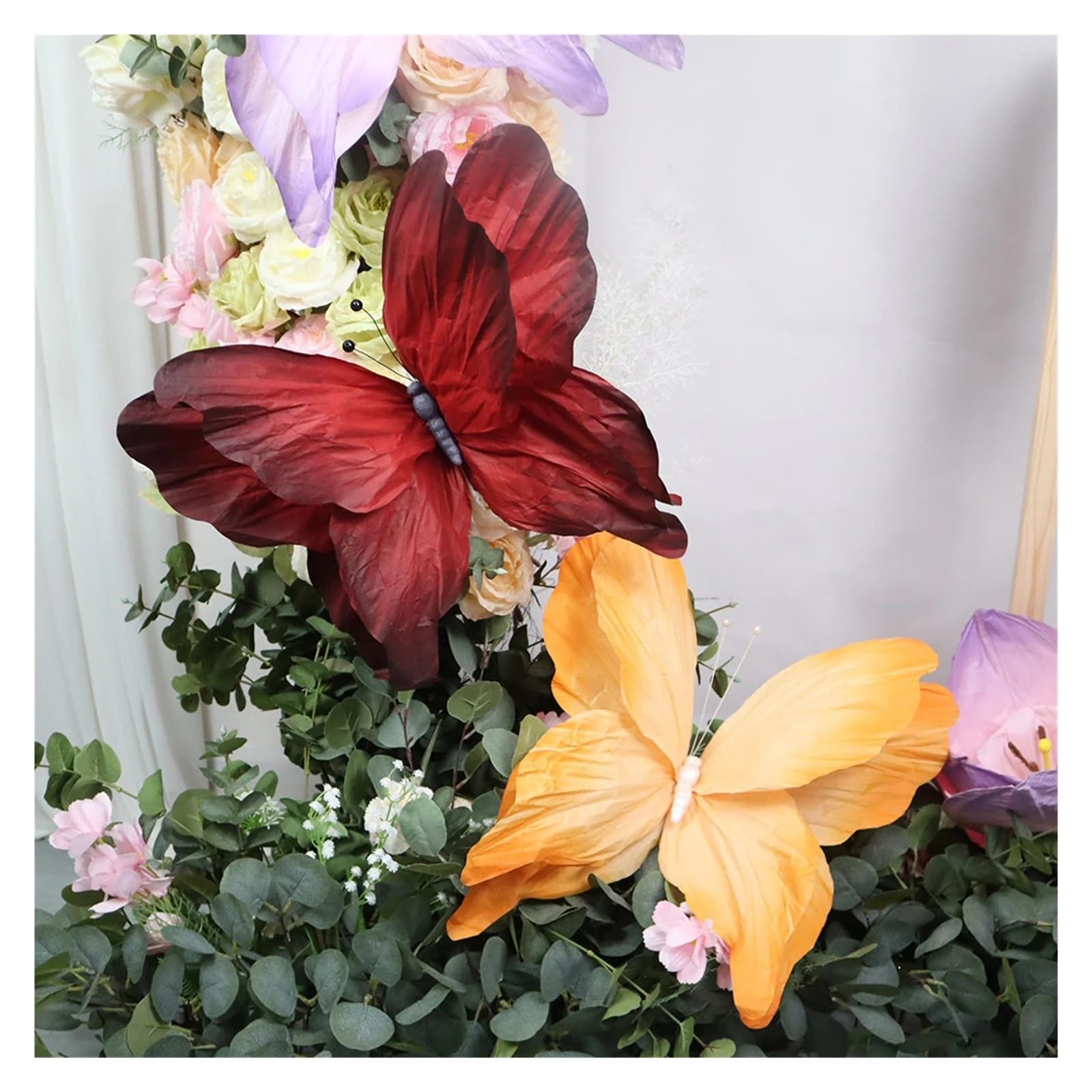 Riesige Schmetterlingsdekoration aus Papier | Riesiger simulierter 3D-Papierschmetterling – Bühnendekoration for Hochzeiten im Freien(Purple,50cm)