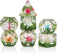 Vista 1 de Handan Juego de dados DND de resina hechos a mano con flores y hierba para juegos de mesa D&D Dungeons and Dragon