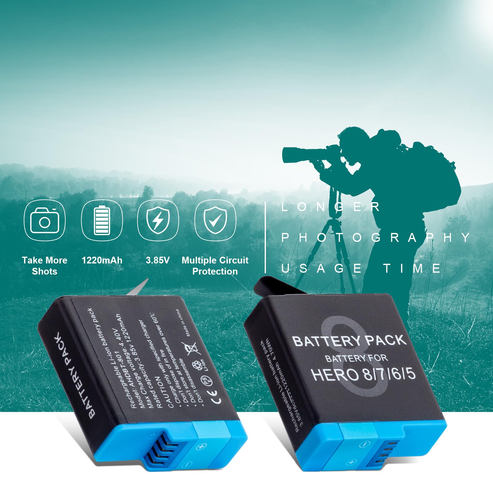 Gopro Hero 13 Black 3 Pack Akkus Für GoPro Hero 8/7/6/5 Und Schnellladegerät Mit Go Pro 13