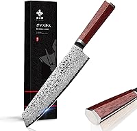 Vista 10 de Cuchillo de pan dentado, cuchillo de pan de 8 pulgadas de largo para pan casero con núcleo de acero Damasco VG-10, afilado cuchillo de corte