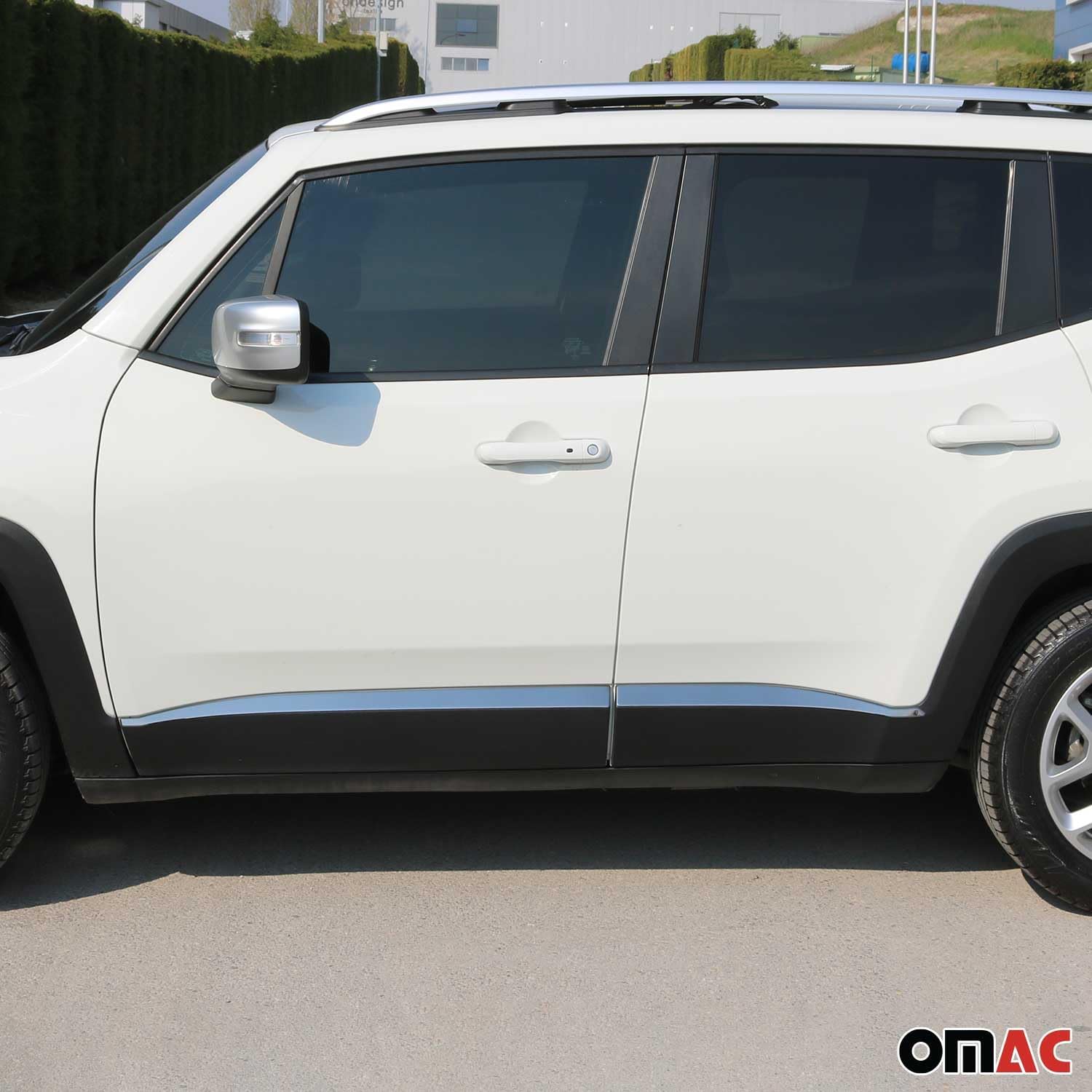 OMAC Side Door Molding Trim Skirt Garnish for Jeep Renegade 2015-2024 Steel Silver 4X