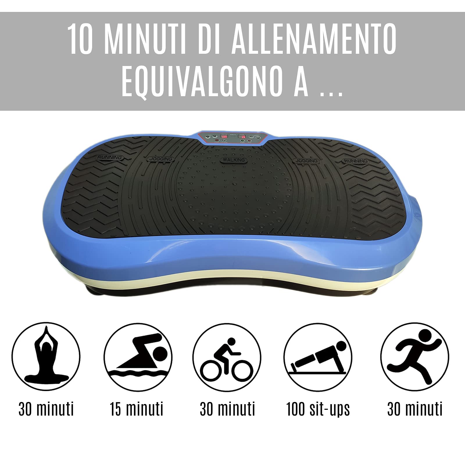 FFitness Piattaforma Pedana Vibrante Basculante Dimagrante Professionale Bande di Resistenza Telecomando 9 Programmi