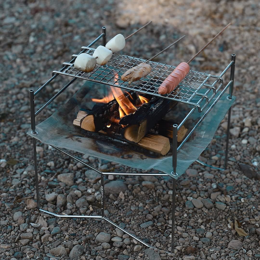Camping Moon SOLO-202 Lightweight Bonfire Grill, B4 Size, Stainless Steel, Lost