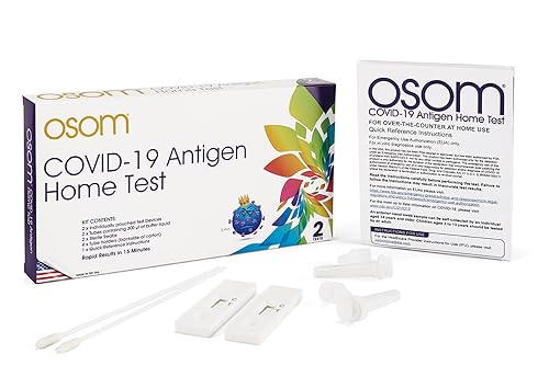 Osom Prueba casera de antígeno COVID-19, 2 pruebas rápidas incluidas, resultados en 15 minutos, fabricada en los Estados Unidos, fácil de usar (2