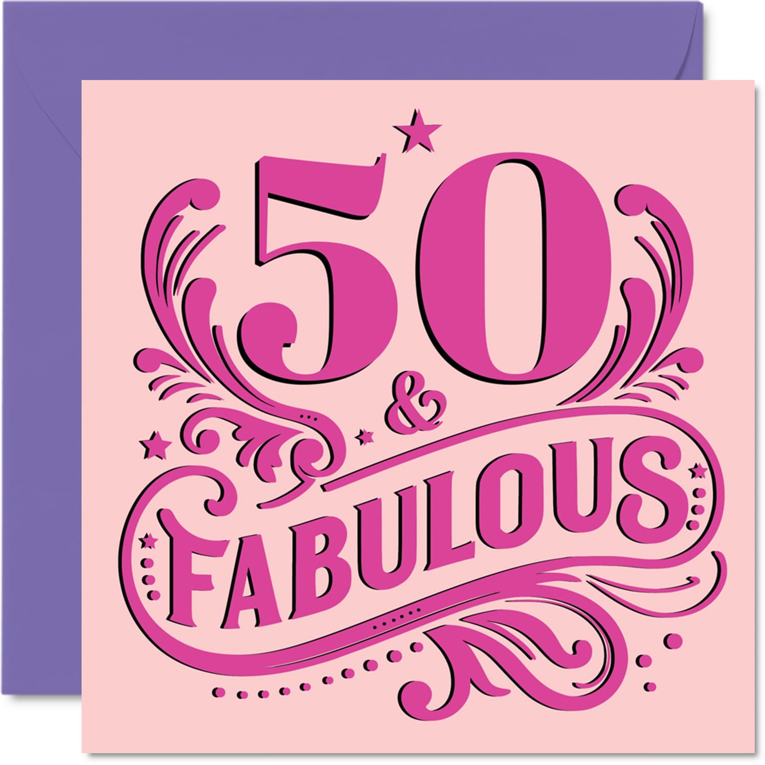 50th Birthday Cards for Women - Fabulous - Happy Birthday Card for 50 Year Old Woman Cousin Wife Nanny Friend, 145mm Bday Greeting Cards