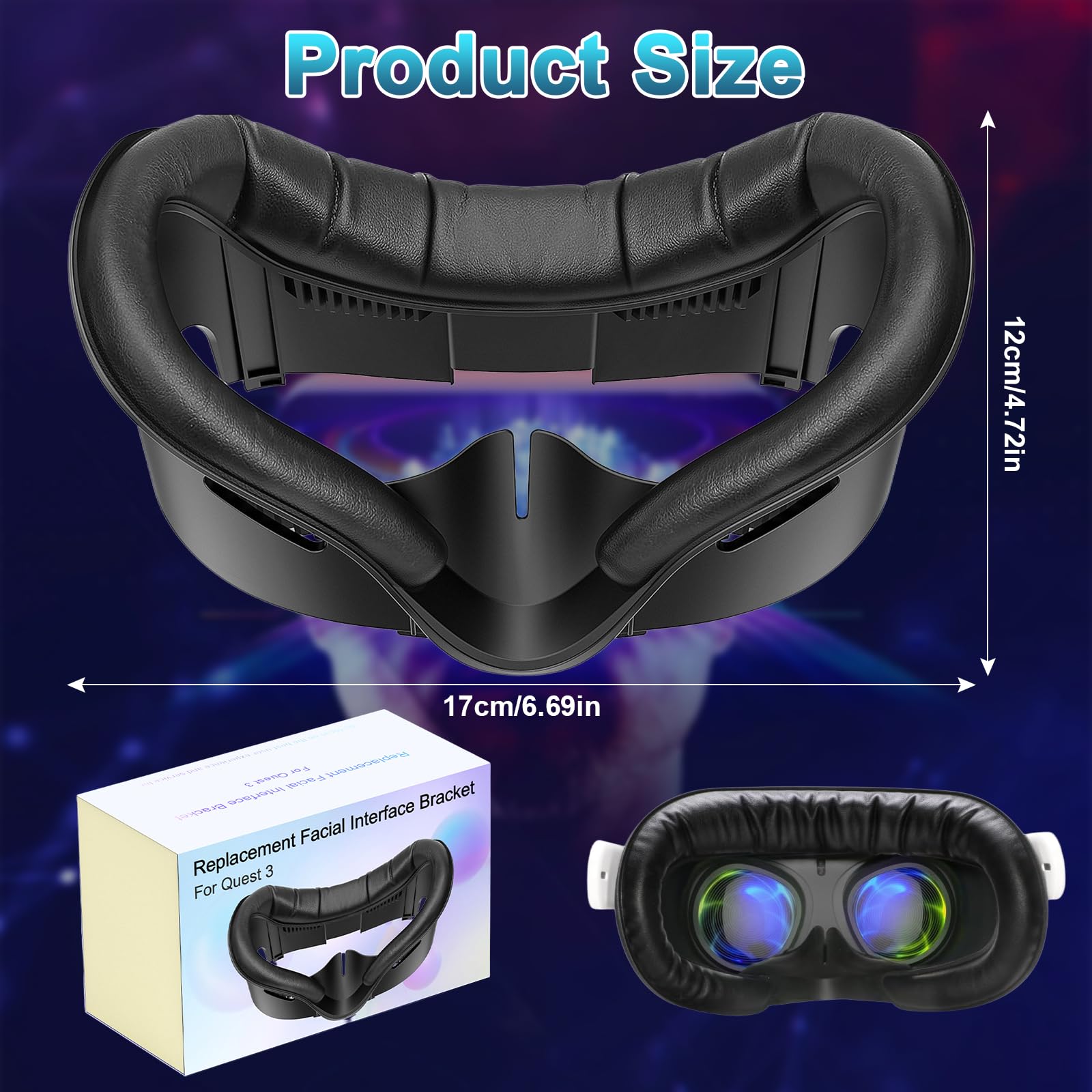 Almohadilla Facial de Realidad Virtual, Interfaz Facial Compatible con Accesorios Meta/Oculus Quest 3, Almohadilla Facial de PU Suave como Repuesto para Quest 3 (Quest3)