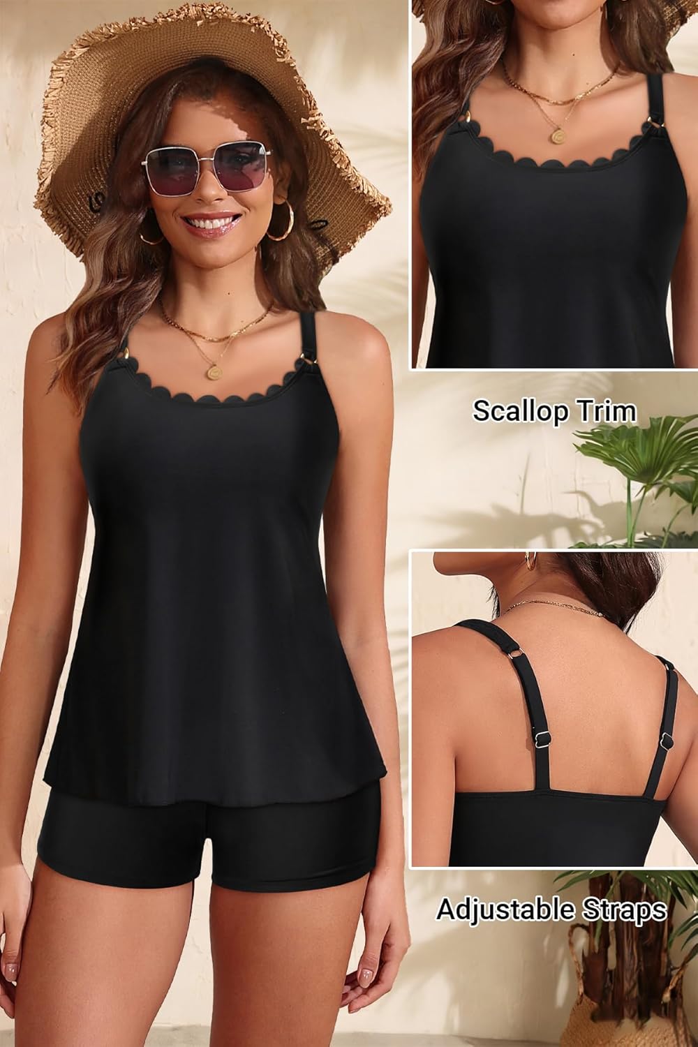 Aqua Eve Women's Two Piece Tankini Swimsuit with Shorts - Flowy Tummy Control Bathing Suit with Scallop Trim 2025 - Image 5