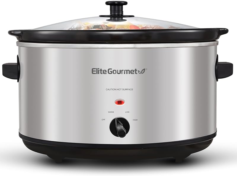 Stainless Steel Slow Cooker, Dishwasher-Safe with Tempered Glass Lid, Cool-Touch Handles, Removable Stoneware Pot, 8.5 Quart,MST-900V | Dishwasher-Safe, Cool-Touch Handles, Removable Stoneware Pot