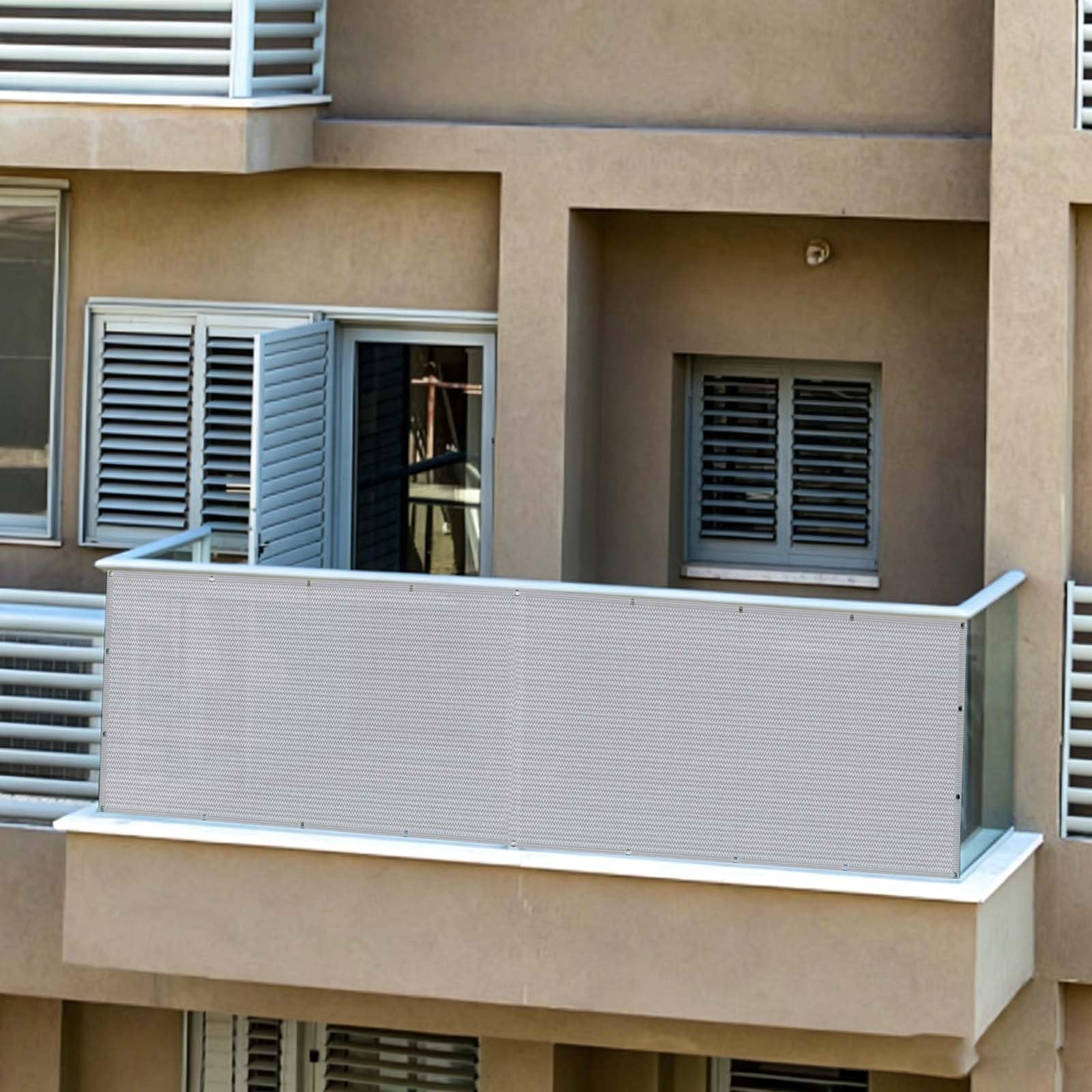 Brise-vue balcon 95% anti-UV en toile HDPE 70x520 cm gris clair